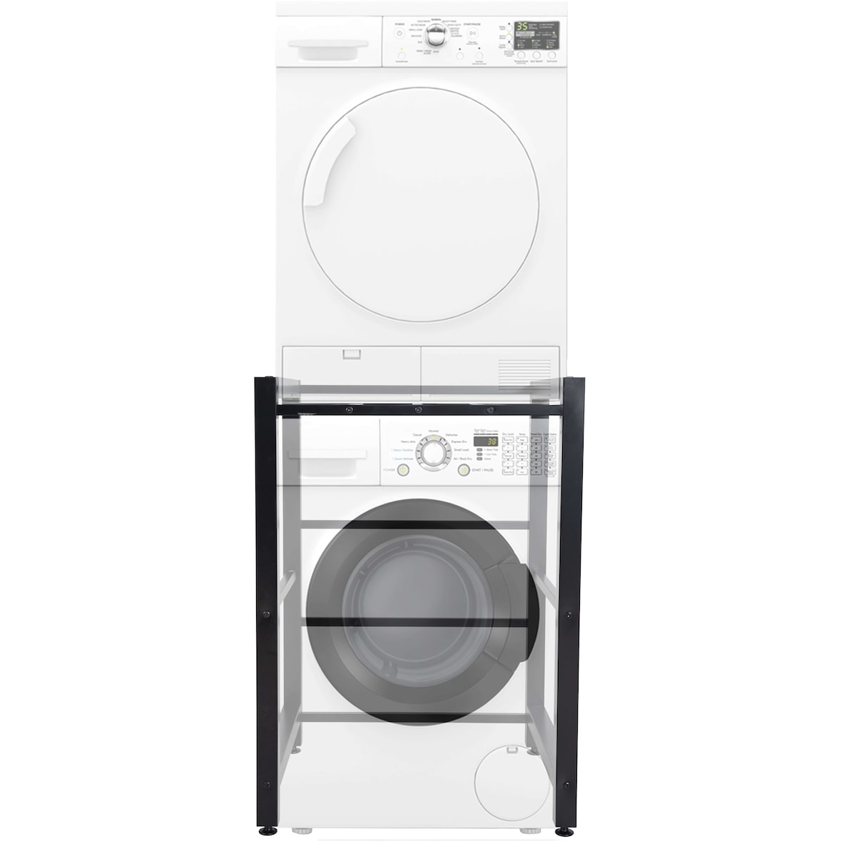 DELUKE® Waschmaschinengestell KAMED - Stahl, 105x75x62cm, Universal Waschmaschinenregal Waschmaschinenuntergestell Zwischenbau Waschmaschine Trockner