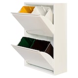 thumbnail of WellHome - Metalen vuilnis- en recyclebak met 4 compartimenten van 68L (4x17L), kleur Matwit - 60x25x92 cm