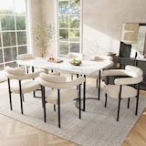 thumbnail of Esszimmerstuhl Polsterstuhl Beige 85x70x62 cm ergonomische Rückenlehne breiter Sitz Samtoptik Stuhl mit stabilem Eisenrohrgestell