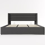 thumbnail of Stauraumbett 180x200 Doppelbett mit Hydraulik Lattenrost Gepolstertes Kopfteil Stauraum Modern Stabil Schlafzimmer Grau