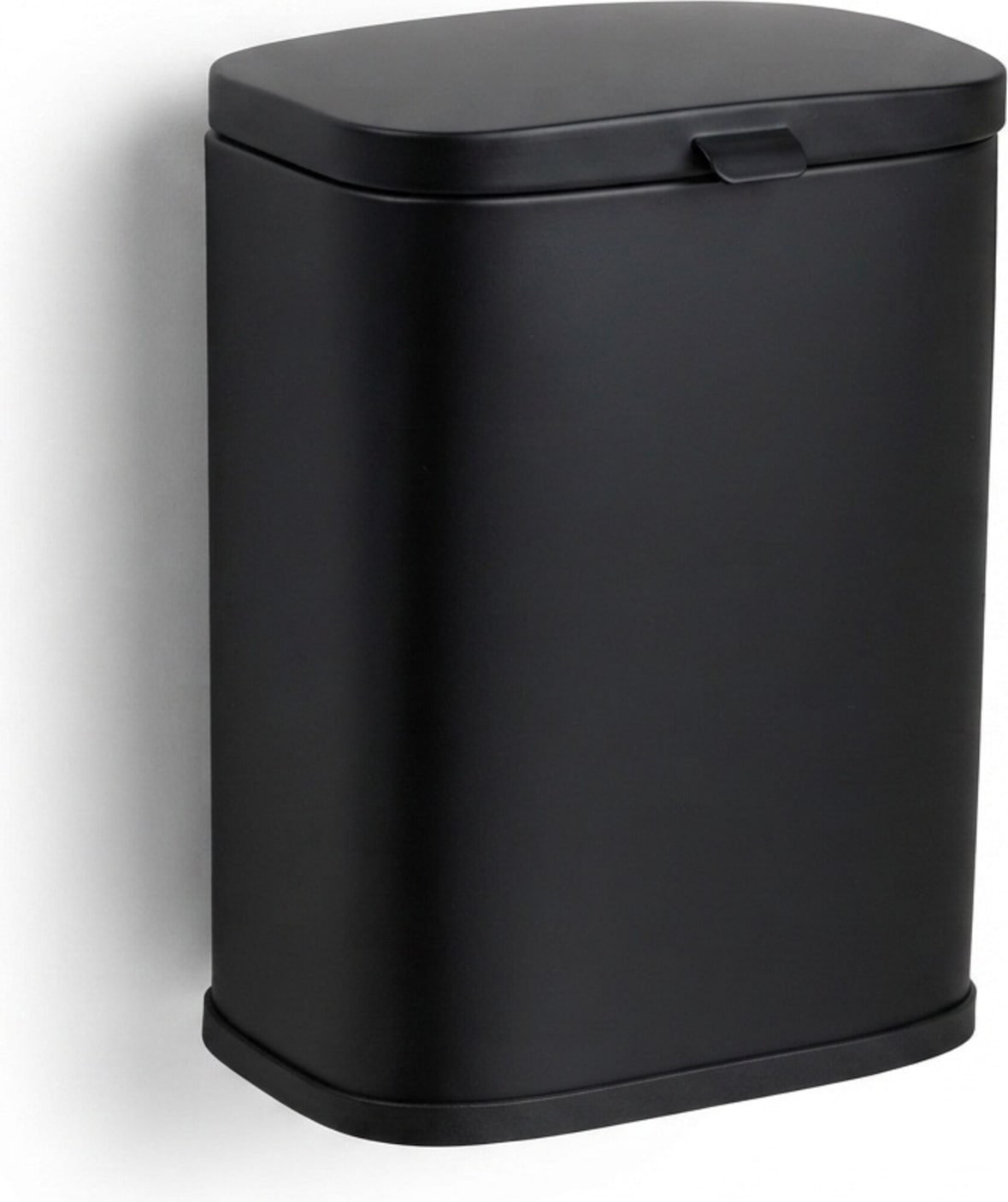 Relaxdays Kosmetikeimer Wandmontage, 3 Liter, Absenkautomatik, Inneneimer, Metall, eckiger Badezimmer Mülleimer, schwarz
