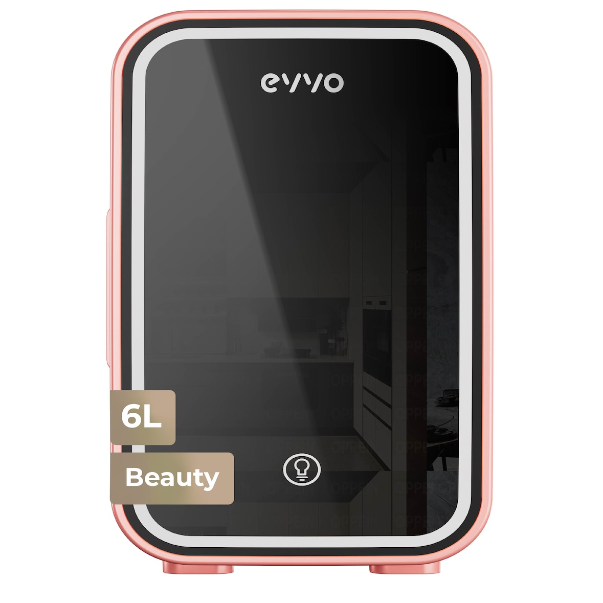 Nevera Mini EVVO F6 Beauty Rosa, 6 L, Enfría y Calienta, Luz LED, AC/DC