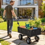 thumbnail of Outsunny carrito de jardín con ruedas grandes mango giratorio ajustable y bolsa impermeable removible carga 300 kg para todo Terreno campaña compra
