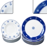 thumbnail of Ahoi 12tlg Tafelservice Porzellan 6 Pers Essteller Suppenteller Anker nautisch