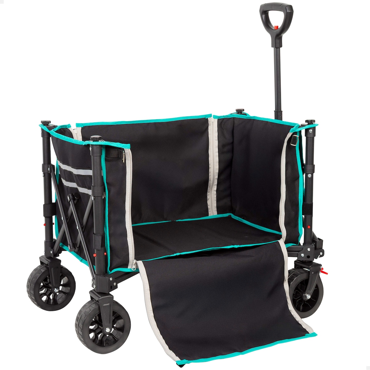 Aktive Carro plegable playa 70x45x95 cm negro con ruedas todoterreno