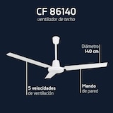 thumbnail of Orbegozo ventilador de techo CF 86140, 5 velocidades, 3 aspas, 140 cm diámetro, 70 W