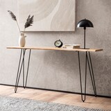 thumbnail of Konsolentisch 150x36x75 cm Akazie Massivholz Baumkante Anrichte Flur, Ablagetisch mit Haarnadelbeine Schmal Modern, Flurtisch Metallgestell,
