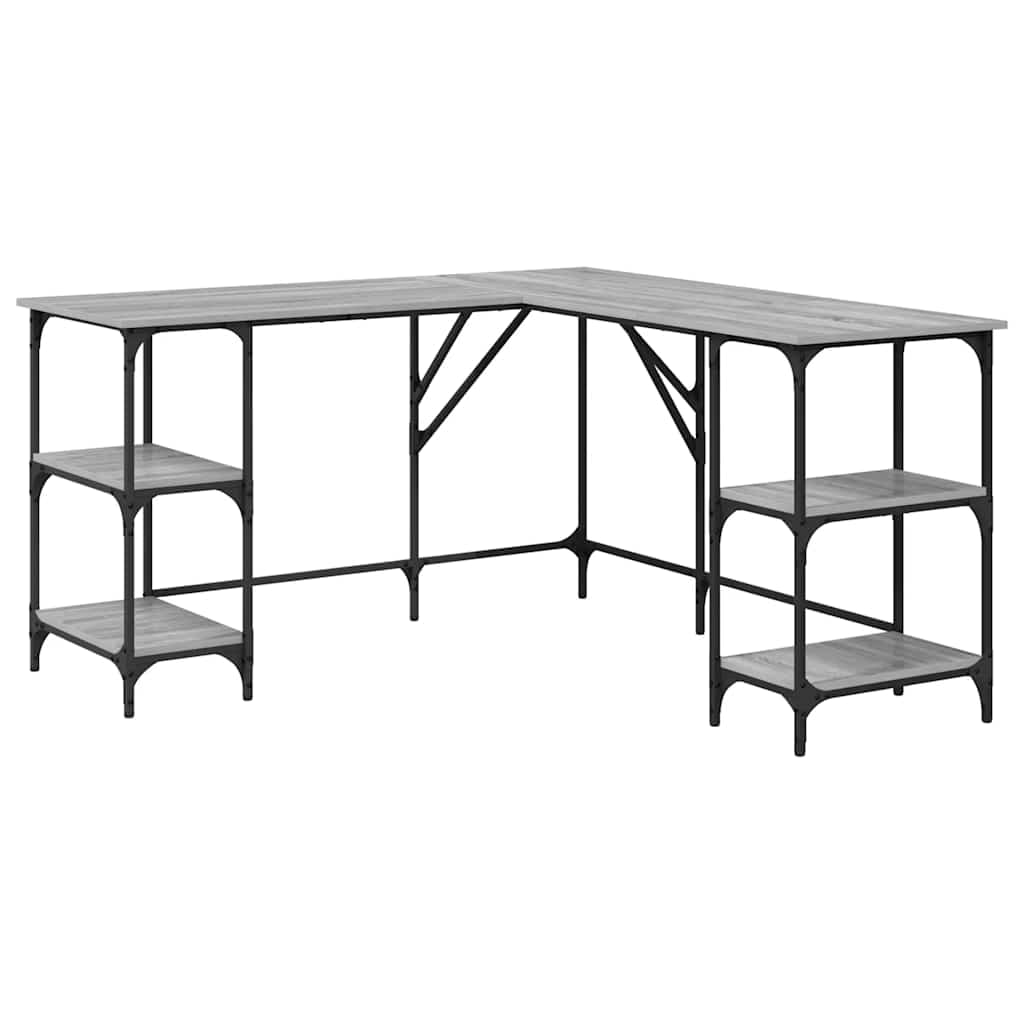 vidaXL Schreibtisch Grau Sonoma 139x139x75 cm Holzwerkstoff