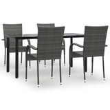 thumbnail of vidaXL 5-tlg. Garten-Essgruppe Grau Poly Rattan