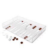 thumbnail of Plateau de jeu de backgammon en acrylique blanc et marron 25x38x5cm