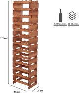 thumbnail of Weinregal VINOTECA FLEX PRO | HxBxT 177x46x28cm | 52 Flaschen auf 13 Ebenen | Massives Kiefernholz | Braun geölt