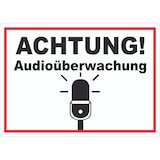thumbnail of Achtung Audioüberwachung Schild A6 (105x148mm)