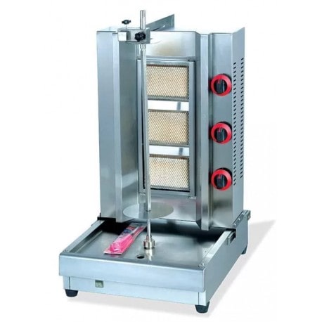 Asador de kebab shawarma a gas de 3 fogones