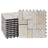 thumbnail of Steinfliese HWC-K70, Bodenfliese Steckfliese Balkon/Terrasse Naturstein, 11x je 30x30cm = 1m² ~ weiß