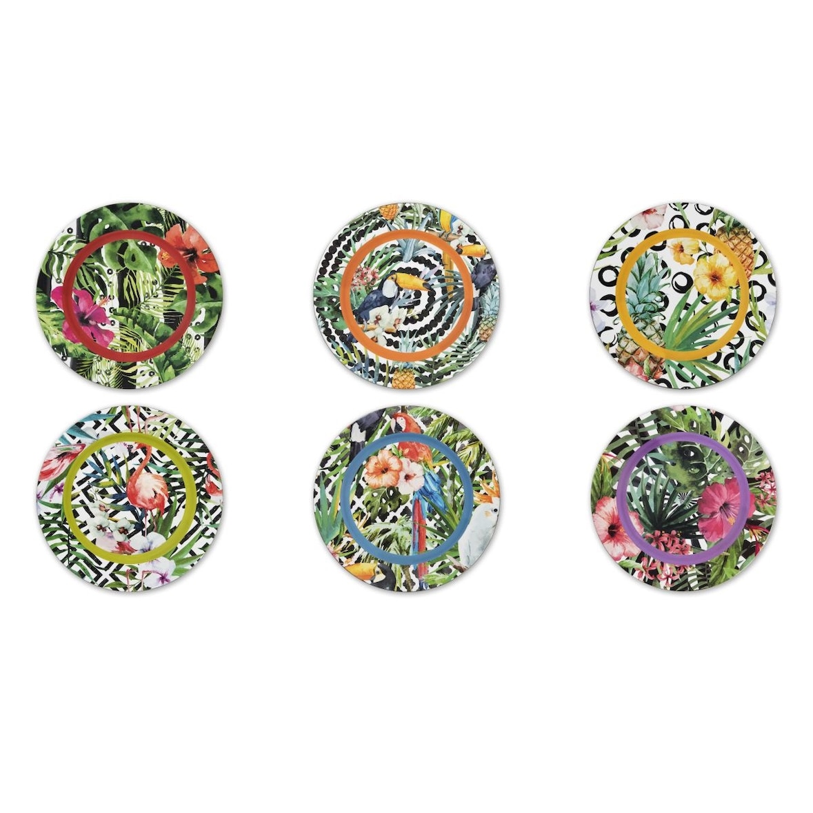 Excelsa set 6 sottopiatti Tropical Chic porcellana 33 cm multicolore
