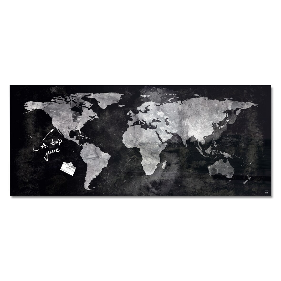 Sigel GL246 Glas-Magnettafel / Magnetboard Artverum, 55x130 cm, Design World-Map