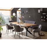 thumbnail of SalesFever Esstisch Akazie | 240x110 cm | Tischplatte 35 mm Akazie natur | Gestell Y-Form 75x75 mm Metall schwarz | B240xT110xH76,5cm | natur-schwarz