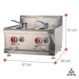 thumbnail of Romux® Friteuse À Gaz Butane Professionnelle 14+14 Litres Double de Table | Friteuse en Acier Inoxydable avec Robinet de Vidange 15000 W