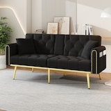 thumbnail of Schlafsofa 175x80 cm aus Samt mit verstellbarer Rückenlehne – elegantes Design für Wohnzimmer und Gästezimmer Schwarz