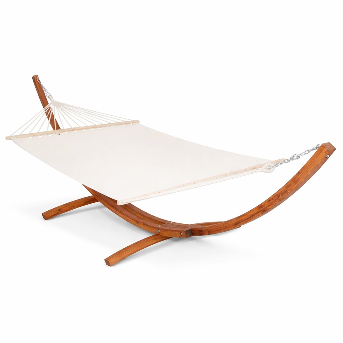 Amaca XXL Matrimoniale Con Supporto In Legno Per 2 Persone Ideale Per Giardino Patio Piscina Terrazzo Design Elegante 415 x 120 x 124 Cm Beige