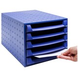 thumbnail of Exacompta - Réf. 221101D - THE BOX - Caisson 5 tiroirs ouverts  -  Dimensions extérieures : Prof. 38,70 x l 28,4 x H 21,8 cm - Bleu cobalt