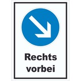thumbnail of Schild Vorgeschriebene Vorbeifahrt rechts A3 Rückseite selbstklebend