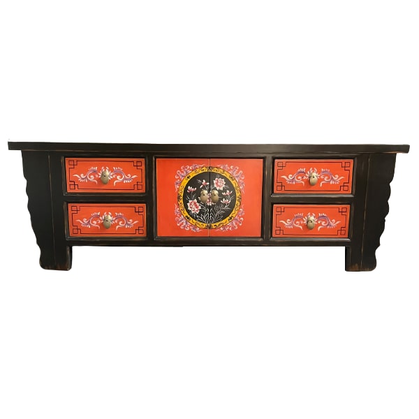 OPIUM OUTLET Mobiliário de estilo vintage cómoda armário aparador quadro baixo asiático chinês oriental 35208-6