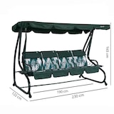 thumbnail of Columpio de jardín 4 plazas MIZAR XL reclinable y convertible en cama, estructura de metal, techo regulable de poliéster impermeable (Verde Begonia)