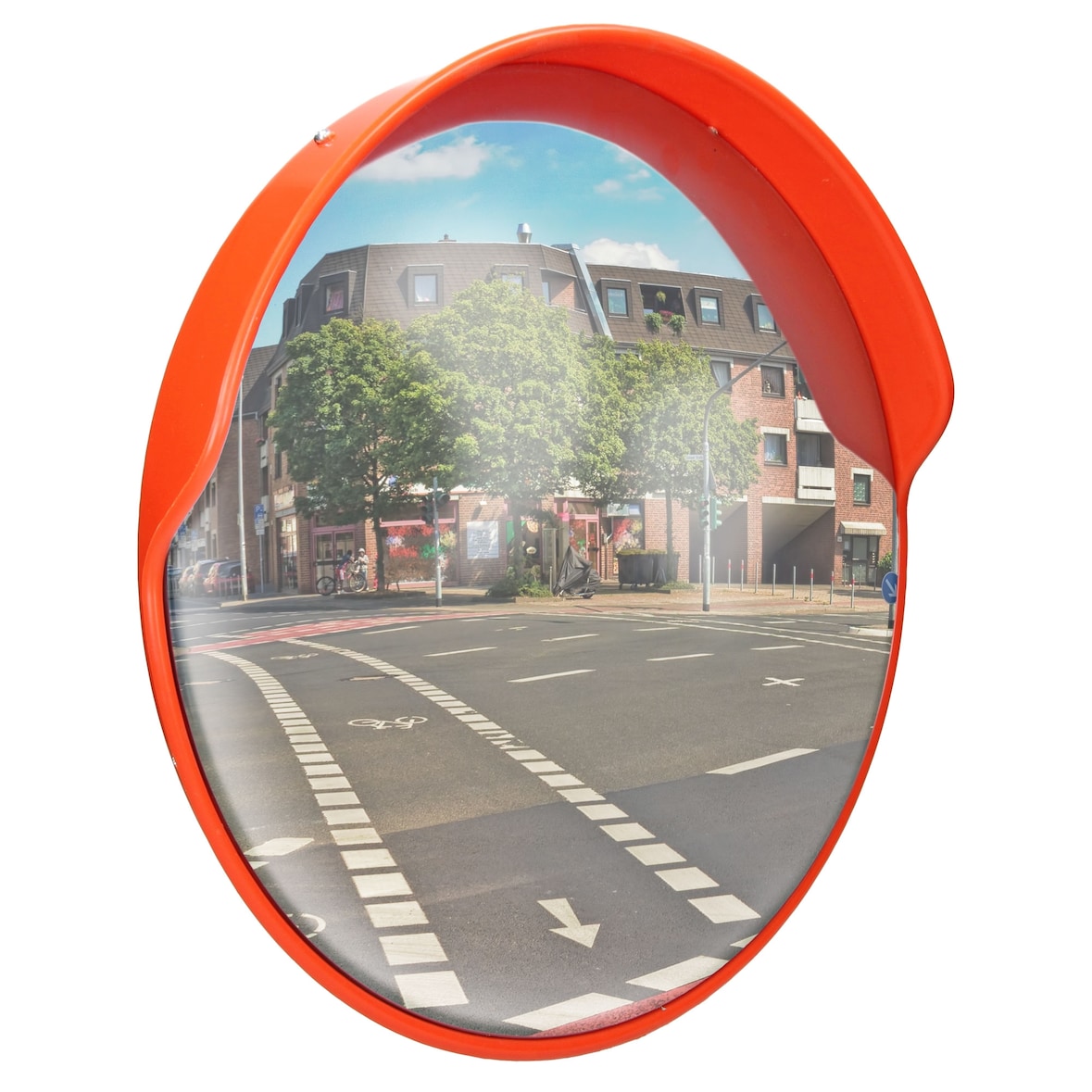 ECD Germany Verkehrsspiegel Ø 30 cm Rot mit Halterung Wetterfest Unzerbrechlich Sicherheitsspiegel Panoramaspiegel