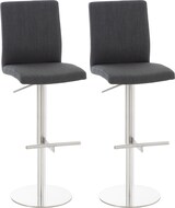 thumbnail of 2er Set Barhocker DIVER - Stoff Dunkelgrau 40x49x93 cm Silber | Barstuhl Höhenverstellbar Mit Lehne Drehbar Tresenhocker Tresenstuhl Kneipenhocker