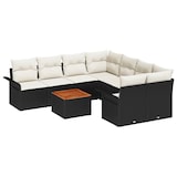 thumbnail of vidaXL Garten-Sofa-Set mit Kissen mit Speicher 9 pcs Schwarz und Creme
