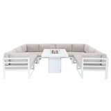 thumbnail of Aluminium 9-teiliges Modulares Gartenmöbelset mit Feuerstelle - Weiß