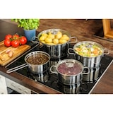 thumbnail of Kopf Topfset Merkur (Edelstahl, Induktion, 4-teilig, mit Schüttrand, Literskala und Glasdeckel)