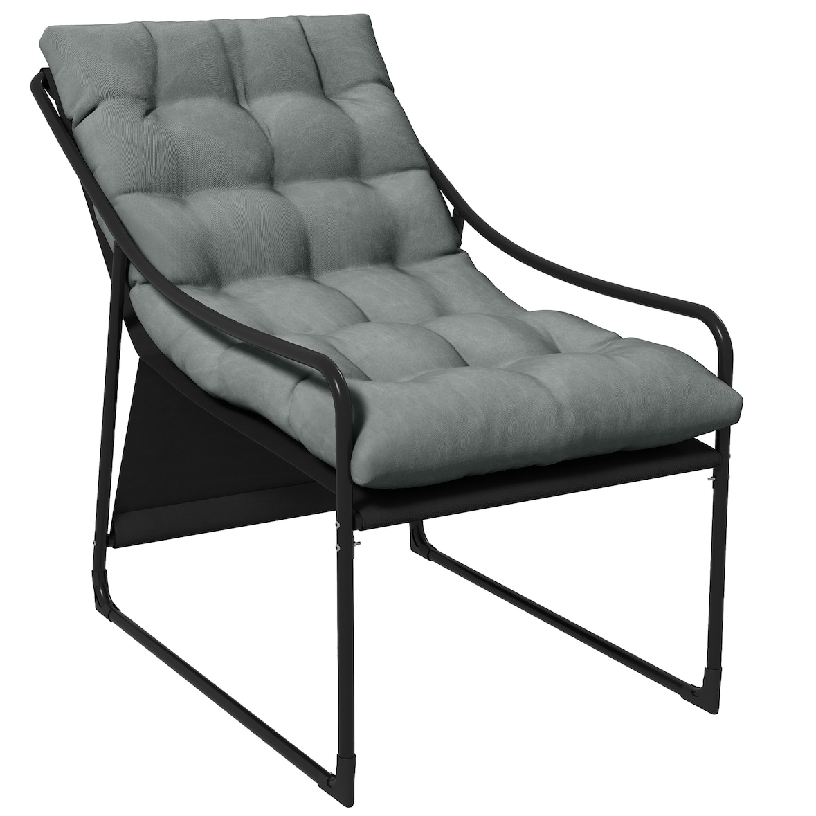 Loungesessel für den Außenbereich aus Stahl, grau, mit 10 cm Sitzkissen, Armlehnen, 62 x 110 x 88 cm