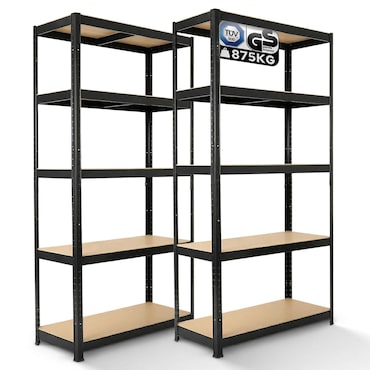 AREBOS Set di 2 scaffalature per carichi pesanti Scaffalature per officina Nero