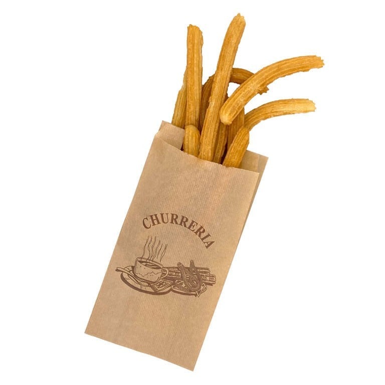 BALSAT | Bolsa para churreria, Bolsas Kraft Para churrerias | Bolsas para llevar churros | Antigrasa Kraft |(1000, 14+7x27 - Marrón Kraft)