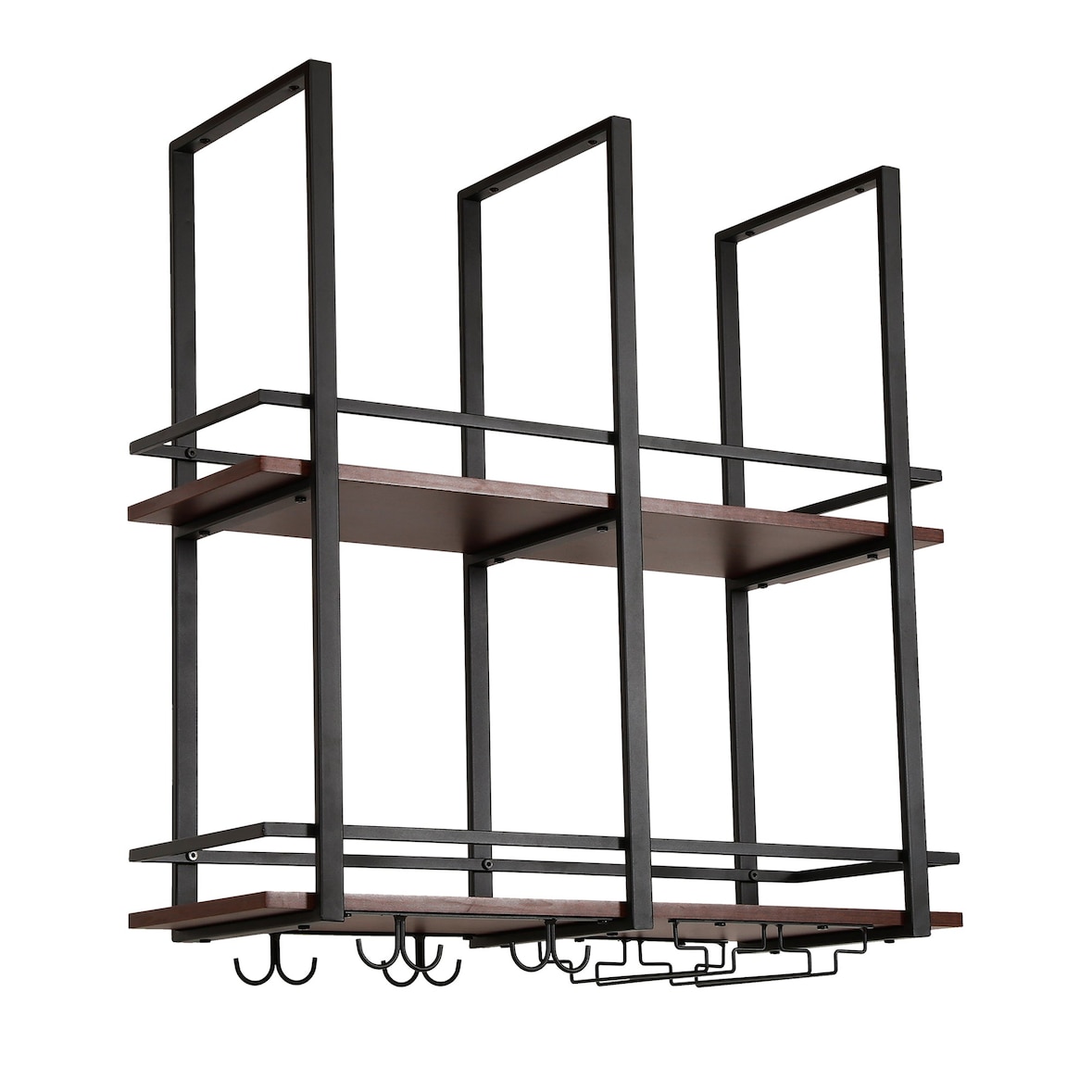 Helloshop26 - Hangend metalen wijnrek 80 x 30 x 85 cm zwart MDF 03_0009193