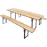 thumbnail of Set Birreria Completo Tavolo Con 2 Panche In Legno Naturale Gambe Pieghevoli Bar Pub Giardino Fiera Picnic Camping Campeggio Feste Sagre 180x70x75 Cm