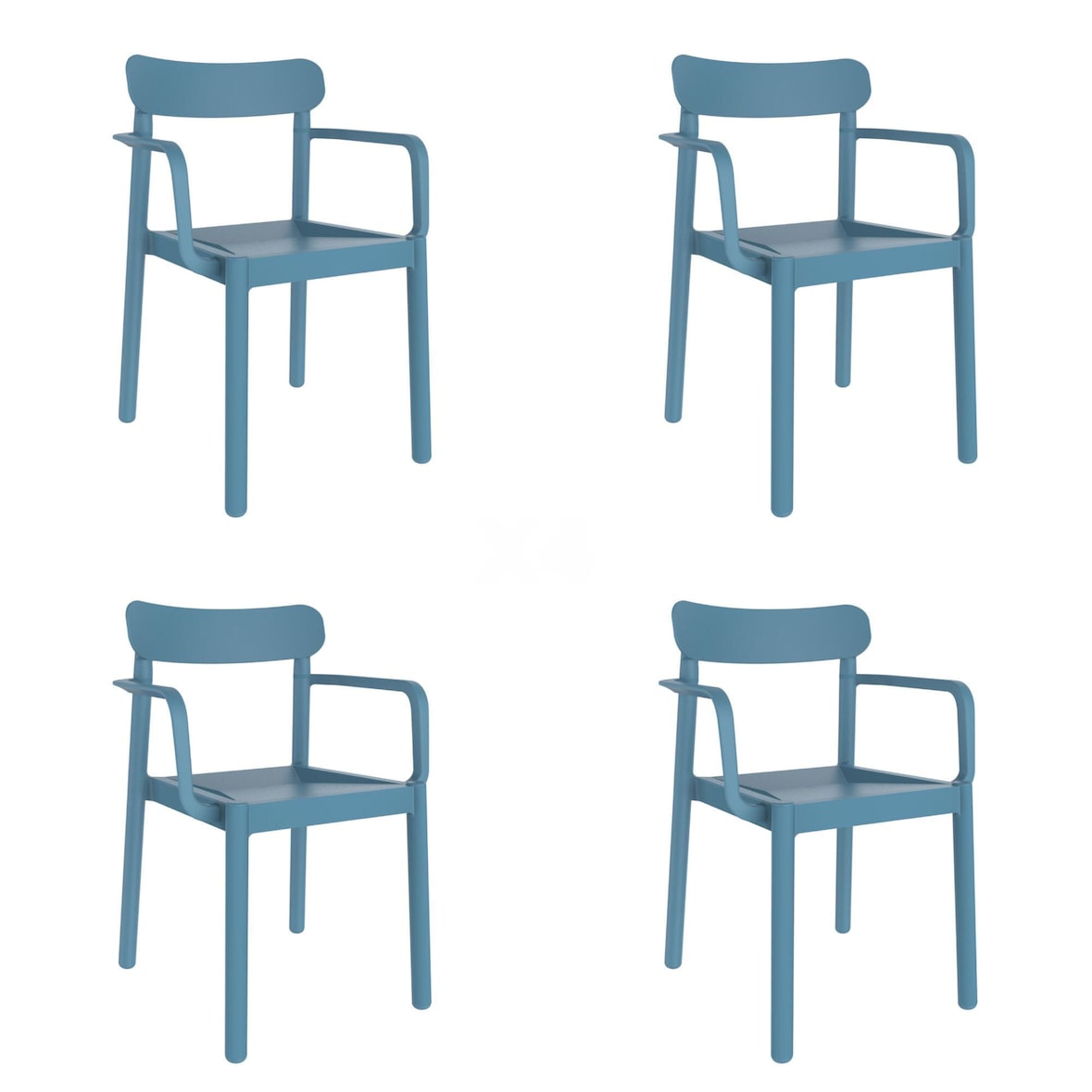 garbar ELBA Set 4 Silla Con Brazos Interior, Exterior Azul Retro