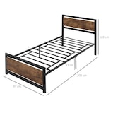 thumbnail of HOMCOM Struttura Letto Singolo Legno Acciaio Doghe Stile Industriale