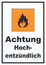 thumbnail of Schild Gefahrensymbol Hochentzündlich Flamme hochkant A1 Rückseite selbstklebend