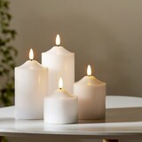 thumbnail of LED Kerze Flamme Echtwachs warmweiße 3D Flamme H: 12cm Batterie Timer weiß