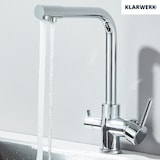 thumbnail of KLARWERK® Felix | 3-Wege Armatur Edelstahl Chrom glänzend | Filter Trinkwasser Wasserhahn Küche | 360° Osmose Mischbatterie U-Auslauf 3 Anschlüsse