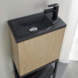 thumbnail of Meuble lave-mains NOVA décor chêne sur pieds + miroir rectangulaire