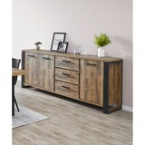 thumbnail of Matelpro - Buffet/bahut industriel 225 cm chêne/noir Nessie - Moderne & Design -Chêne - Deux étagères -Types de portes: Battantes