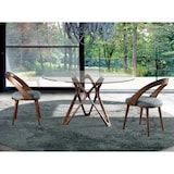 thumbnail of Angel Cerdá Table à manger ronde verre trempé et noyer 1108C Ø140 x 75