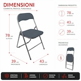 thumbnail of Set 6 Sedie Pieghevoli Apri e Chiudi richiudibile imbottite Salvaspazio in Acciaio da giardino picnic Colore GRIGIO