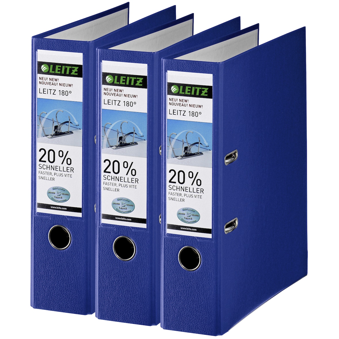 Leitz 1010 Ordner breit DIN A4, blau 3 Stück