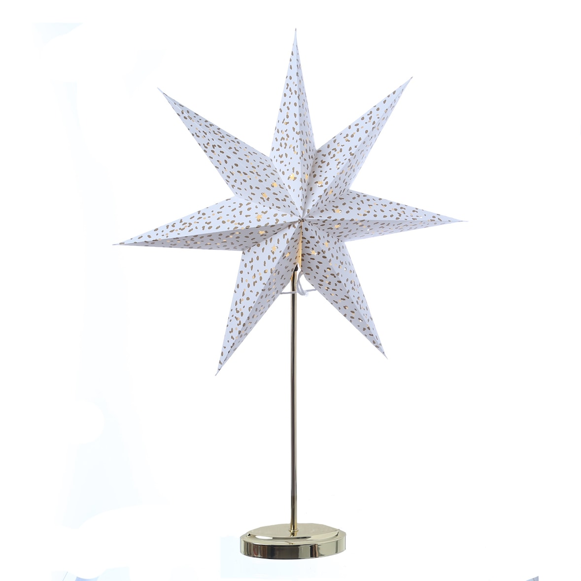 LED Papierstern Leuchtstern Standstern 7-zackig H: 75cm Timer Batterie gold