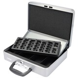 thumbnail of HMF 10016-09 Geldkassette abschließbar mit Münzzählbrett, Kasse mit Koffergriff, 30,5 x 24 x 8,5 cm, Silber